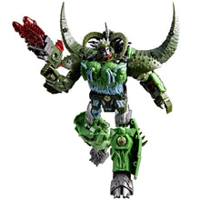 Load image into Gallery viewer, Age of the Primes The Thirteen Liege Maximo figure features deco and details inspired by the Transformers universe.
8.5-inch (21.5 cm) Leader Class figure.
Convert between robot and spaceship modes in 25 steps.
Includes blaster and 3 Liege dart artifacts.