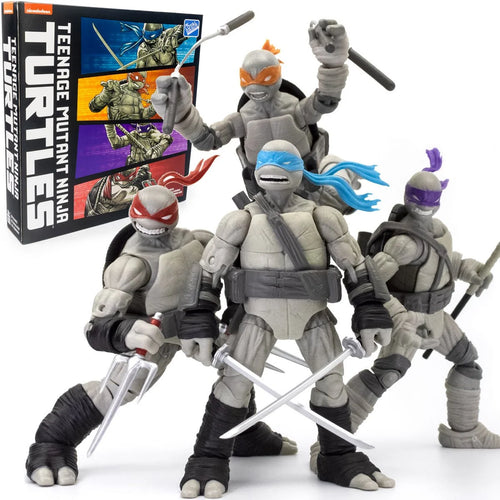Teenage Mutant Ninja Turtles BST AXN Turtles IDW Comic Black and White 5-Inch Action Figure 4-Pack - SDCC 2023 Exclusive Maple and Mangoes
