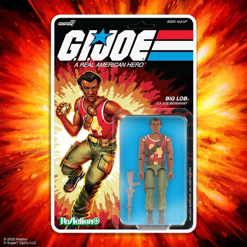 G.I. Joe action figure packaging with fiery background