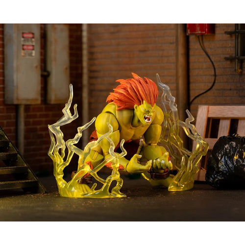 Step into the arena and unleash the electrifying power of Blanka with the Ultra Street Fighter II Blanka 6-inch scale action figure by Jada Toys. This meticulously crafted collectible figure brings one of the most iconic and unpredictable characters from the Street Fighter series to life. After being stranded in the jungles of Brazil after a plane crash, a young man named Jimmy was transformed into the wild, electrified fighter known as Blanka. This 1:12 scale action figure is expertly crafted to capture Bl