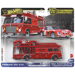 Hot Wheels Team Transport 2025 Mix 4 Ferrari 250 GTO &amp; Fiat 642 RN2 Bartoletti Transporter&nbsp; Maple and Mangoes