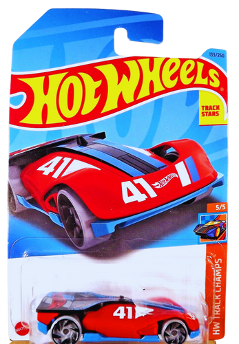 2023 Hot Wheels #133 HW Track Champs 5/5 ROLLIN' SOLO Red-Blue w/Black RA Spokes Maple and Mangoes