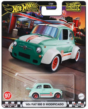 Load image into Gallery viewer, Hot Wheels Blue Bird &#39;60s Fiat 500 D Modificado (HRT65-9866) Maple and Mangoes
