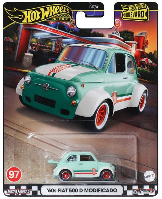 Hot Wheels Blue Bird '60s Fiat 500 D Modificado (HRT65-9866) Maple and Mangoes