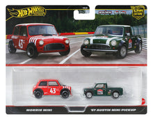 Load image into Gallery viewer, Hot Wheels Premium 2 Pack Morris Mini / &#39;67 Austin Mini Pickup Maple and Mangoes
