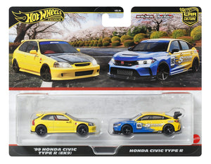 Hot Wheels Premium 2 Pack 99 Honda Civic Type R (Ek9) / Honda Civic Type R Maple and Mangoes