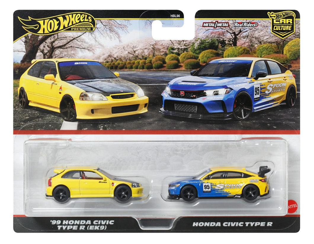 Hot Wheels Premium 2 Pack 99 Honda Civic Type R (Ek9) / Honda Civic Type R Maple and Mangoes