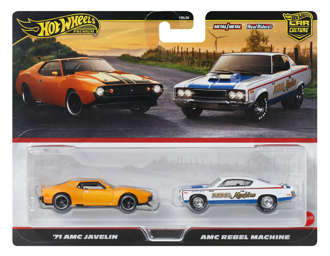 Hot Wheels Premium 2 Pack '71 Amc Javelin / Amc Rebel Machine Maple and Mangoes