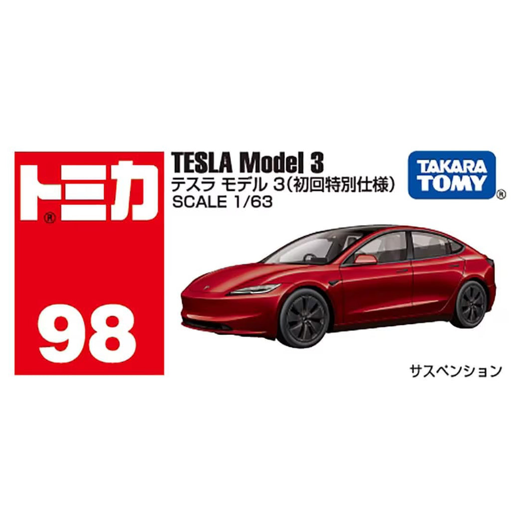 [2024Sticker] Tomica Diecast Car No98 - Tesla Model 3 (First Ltd Edition) Maple and Mangoes