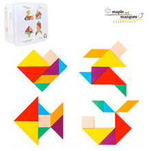 Load image into Gallery viewer, Lightweight Wooden Tangram Puzzle Activity Set Great for Travel
