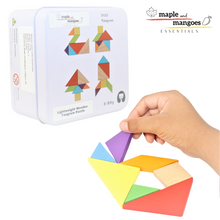 Load image into Gallery viewer, Lightweight Wooden Tangram Puzzle Activity Set Great for Travel
